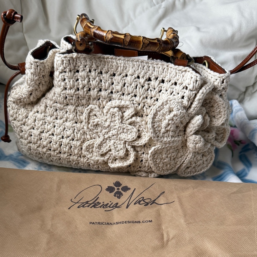 Patricia Nash Crochet Floral Beige Handbag
